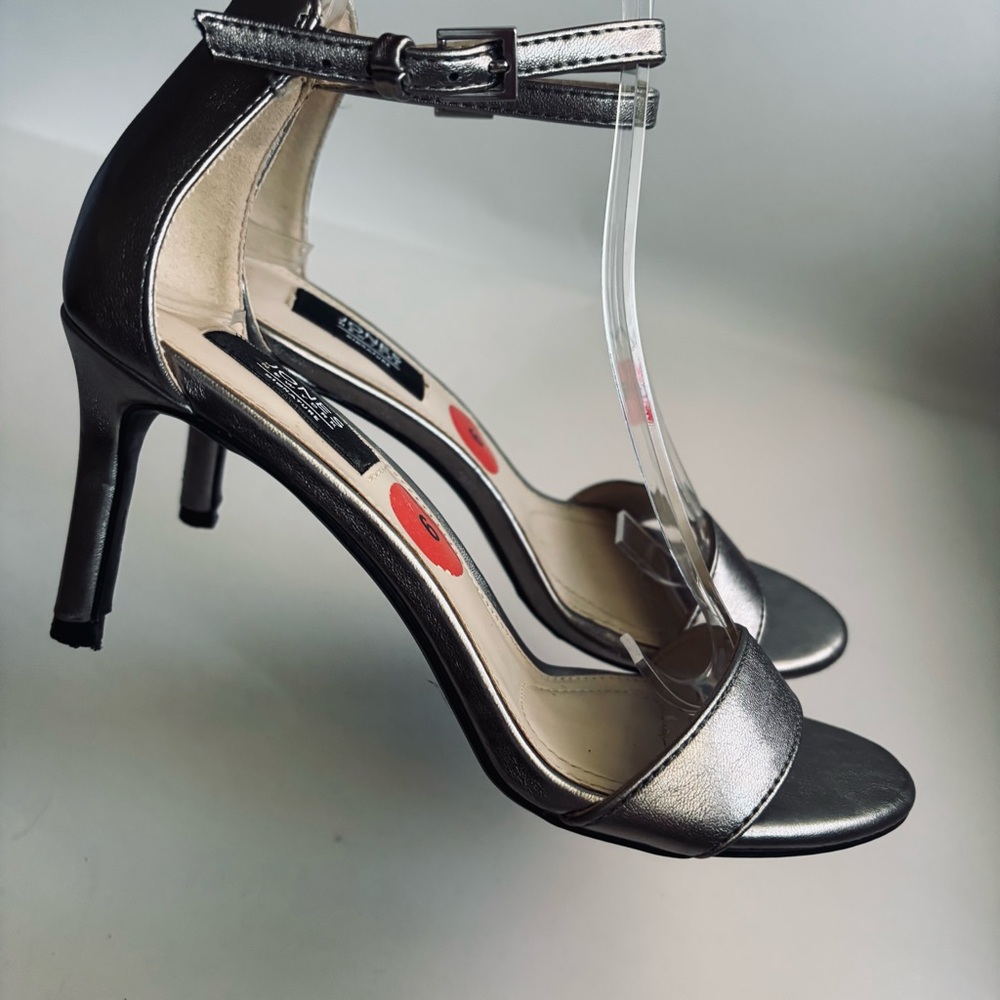 Jones New York Open Toe Metallic Women's Leather Heels Black Size 8 - Picture 6 of 16